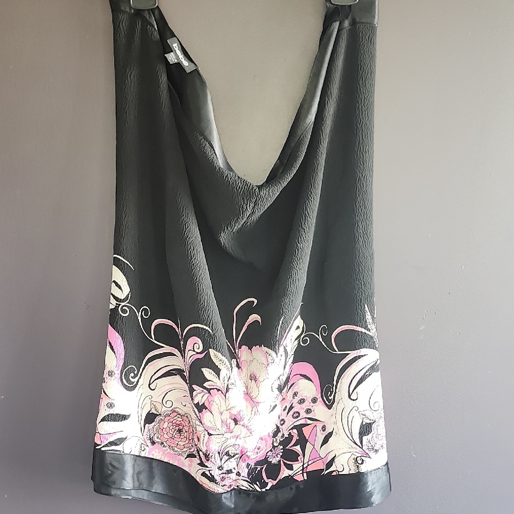 bebe Black and Pink Floral Top